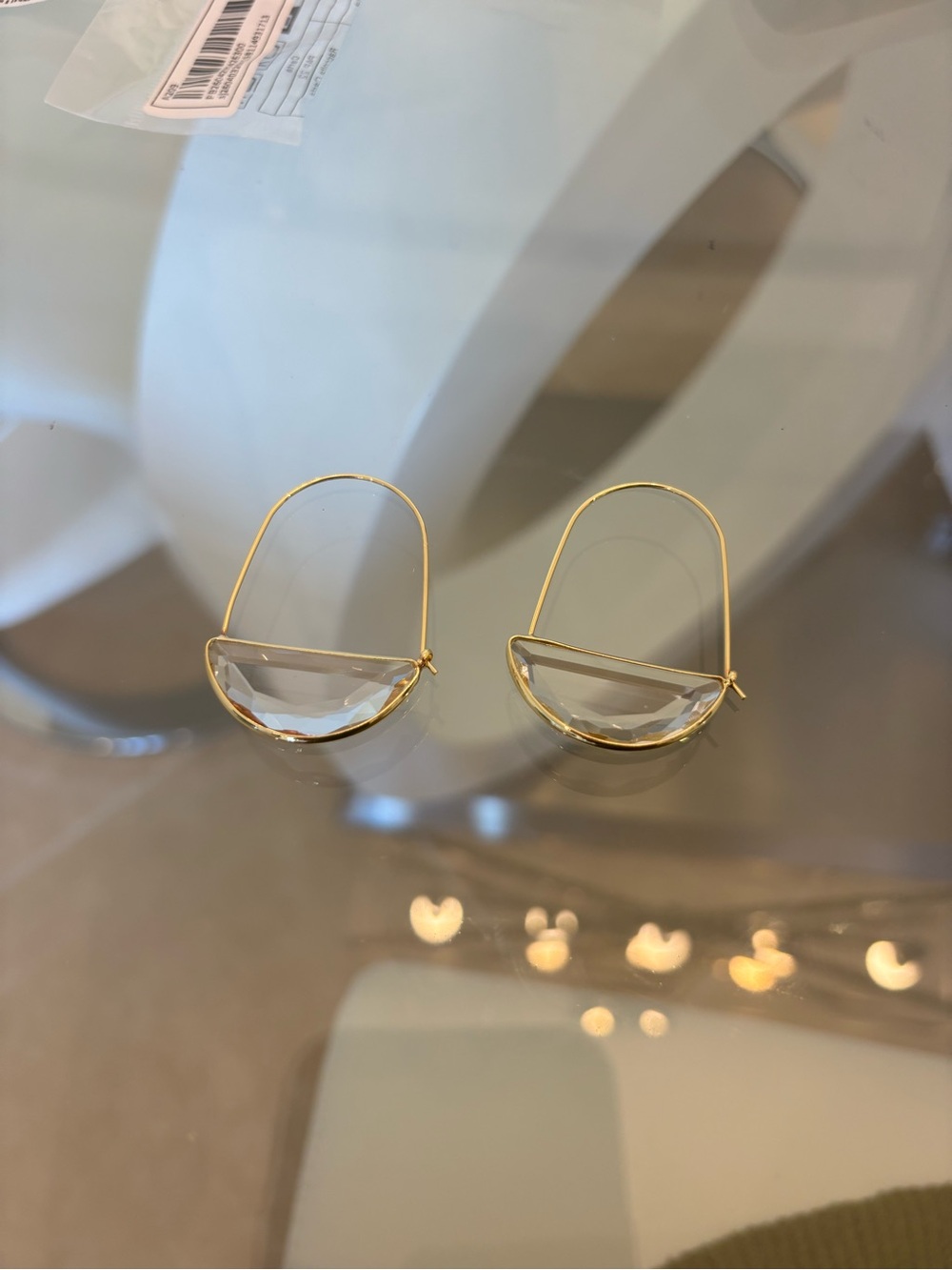 Gold Hoop Earrings with Clear Crystal Accent - Women Jewelry Earrings